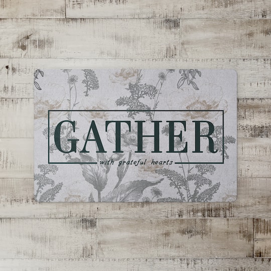 Gather Here with Grateful Hearts Floor Mat, 18" x 27"